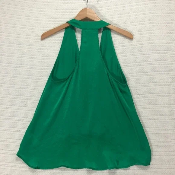 Sadie & Sage Green Tank‎ Top Sleeveless Halter Flowy Casual Blouse Size M - Picture 4 of 4